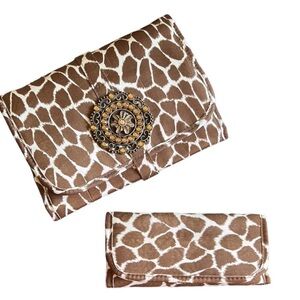 Giraffe Print Bejeweled 2 Piece Jewelry or Makeup Travel Case